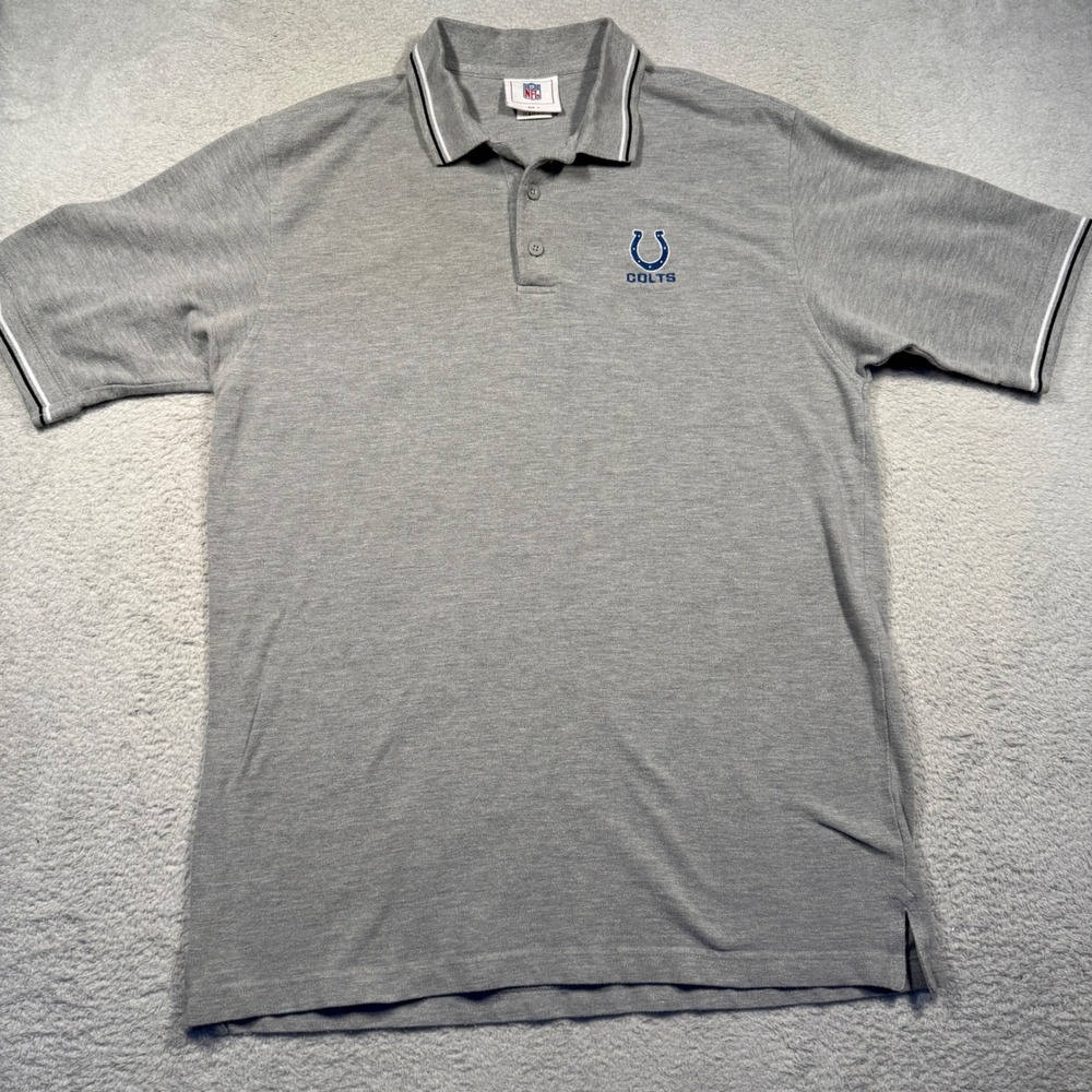 Vintage Y2K Men's Gray NFL Indianapolis Colts Polo Shirt Size Large